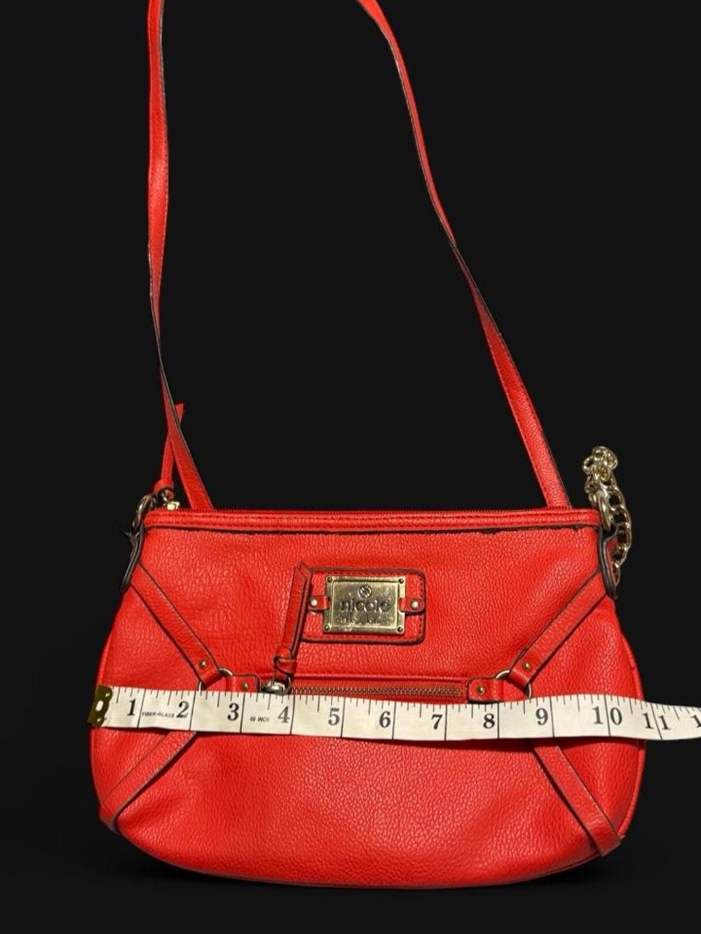 Nicole by Nicole Miller Red Crossbody Bag with Gold Plaque